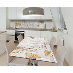 Наклейка 3Д виниловая на стол Zatarga «Зарисовки за завтраком» 650х1200 мм для домов, квартир, столов, кофейн, Киев