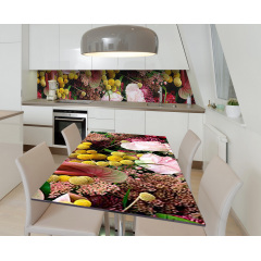Наклейка 3Д виниловая на стол Zatarga «Цветочная композиция» 600х1200 мм для домов, квартир, столов, кофейн, Киев