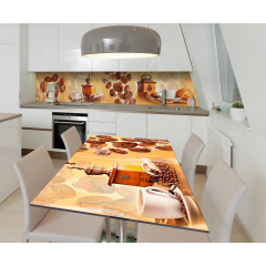 Наклейка 3Д виниловая на стол Zatarga «Обжарка зерна» 600х1200 мм для домов, квартир, столов, кофейн, кафе Николаев