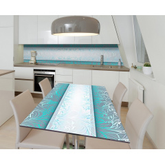 Наклейка 3Д вінілова на стіл Zatarga «Морозний візерунок» 600х1200 мм для будинків, квартир, столів, кафе Свеса