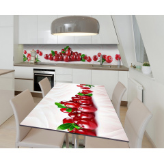 Наклейка 3Д виниловая на стол Zatarga «Клюквенное угощение» 600х1200 мм для домов, квартир, столов, кофейн, Весёлое