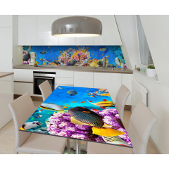 Наклейка 3Д виниловая на стол Zatarga «Коралловый риф» 600х1200 мм для домов, квартир, столов, кофейн, кафе Днепр