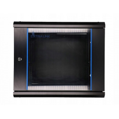Шкаф навесной металлический Extralink 9U 505х600x450 мм со стеклянной дверцей Черный Полтава