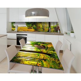 Наклейка 3Д виниловая на стол Zatarga «Мишки в лесу» 600х1200 мм для домов, квартир, столов, кофейн, кафе