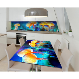 Наклейка 3Д виниловая на стол Zatarga «Тайна грибного царства» 650х1200 мм для домов, квартир, столов, кофейн,