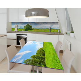 Наклейка 3Д вінілова на стіл Zatarga «Сільська дорога» 650х1200 мм для будинків, квартир, столів, кафе