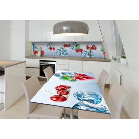 Наклейка 3Д виниловая на стол Zatarga «Ягоды на льду» 650х1200 мм для домов, квартир, столов, кофейн, кафе