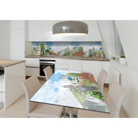 Наклейка 3Д вінілова на стіл Zatarga «Замок сплячої красуні» 600х1200 мм для будинків, квартир, столів, кав'ярень,