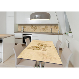 Наклейка 3Д вінілова на стіл Zatarga «Пісочні метелики» 600х1200 мм для будинків, квартир, столів, кав'ярень, кафе