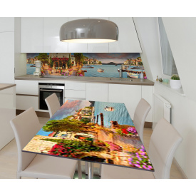 Наклейка 3Д виниловая на стол Zatarga «Итальянская пристань» 650х1200 мм для домов, квартир, столов, кофейн,