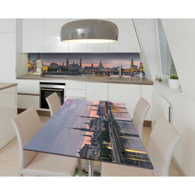 Наклейка 3Д вінілова на стіл Zatarga «Вечір міста на річці» 650х1200 мм для будинків, квартир, столів, кав'ярень,