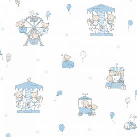 Паперові дитячі шпалери ICH Dandino Lullaby 220-1 0.53 х 10.05 м Біло-Блакитний