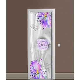 Наклейка на двері Zatarga "Квіти фарбами" 650х2000 мм