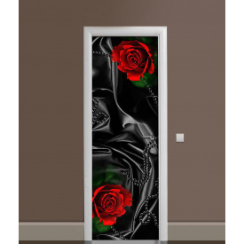 Наклейка на двері Zatarga "Чорний шовк та червоні троянди" 650х2000 мм