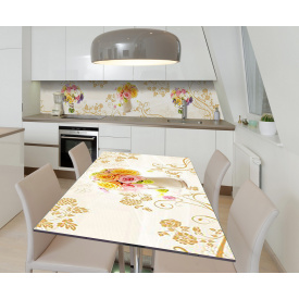 Наклейка 3Д виниловая на стол Zatarga «Утренний букет» 650х1200 мм для домов, квартир, столов, кофейн, кафе