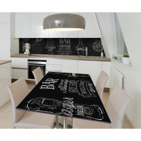 Наклейка 3Д виниловая на стол Zatarga «Белым мелом» 650х1200 мм для домов, квартир, столов, кофейн, кафе