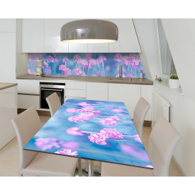 Наклейка 3Д виниловая на стол Zatarga «Лилово-бирюзовые мечты» 600х1200 мм для домов, квартир, столов, кофейн,