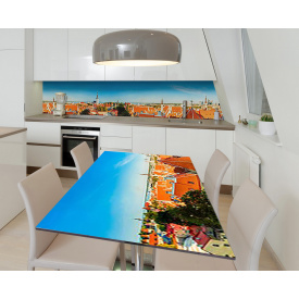 Наклейка 3Д виниловая на стол Zatarga «Оранжевые крыши» 650х1200 мм для домов, квартир, столов, кофейн, кафе