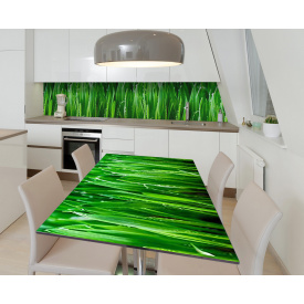 Наклейка 3Д вінілова на стіл Zatarga «Роса на траві» 600х1200 мм для будинків, квартир, столів, кав'ярень