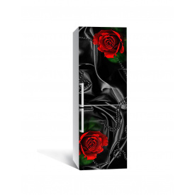 Наклейка на холодильник Zatarga "Черный шелк и красные розы" 650х2000 мм