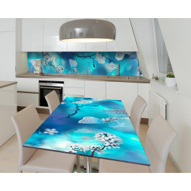 Наклейка 3Д виниловая на стол Zatarga «Бирюзовые грёзы» 600х1200 мм для домов, квартир, столов, кофейн, кафе