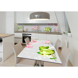 Наклейка 3Д виниловая на стол Zatarga «Галька и яблоки» 600х1200 мм для домов, квартир, столов, кофейн, кафе