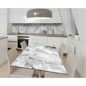 Наклейка 3Д вінілова на стіл Zatarga «Чорно-біла чарівність» 650х1200 мм для будинків, квартир, столів, кав'ярень,