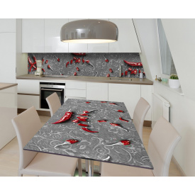 Наклейка 3Д виниловая на стол Zatarga «Огненный вкус» 650х1200 мм для домов, квартир, столов, кофейн, кафе