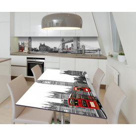 Наклейка 3Д вінілова на стіл Zatarga «Лондонський монохром» 650х1200 мм для будинків, квартир, столів, кофейн,
