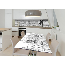 Наклейка 3Д виниловая на стол Zatarga «Чёрный кот» 650х1200 мм для домов, квартир, столов, кофейн, кафе