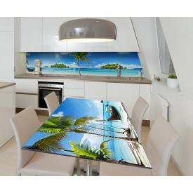 Наклейка 3Д вінілова на стіл Zatarga «Райське навалення» 650х1200 мм для будинків, квартир, столів, кав'ярень,