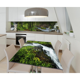 Наклейка 3Д вінілова на стіл Zatarga «Шепіт водоспадів» 650х1200 мм для будинків, квартир, столів, кав'ярень, кафе