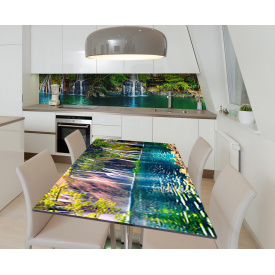 Наклейка 3Д вінілова на стіл Zatarga «Райська купель» 650х1200 мм для будинків, квартир, столів, кав'ярень