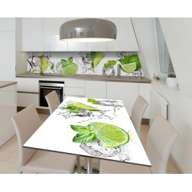 Наклейка 3Д виниловая на стол Zatarga «Охлаждённый лайм» 650х1200 мм для домов, квартир, столов, кофейн, кафе