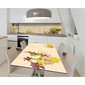 Наклейка 3Д виниловая на стол Zatarga «Грушевый натюрморт» 600х1200 мм для домов, квартир, столов, кофейн,