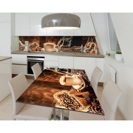 Наклейка 3Д вінілова на стіл Zatarga «Свіжемолота кава» 650х1200 мм для будинків, квартир, столів, кав'ярень