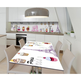 Наклейка 3Д виниловая на стол Zatarga «Французский десерт» 600х1200 мм для домов, квартир, столов, кофейн,