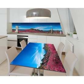 Наклейка 3Д виниловая на стол Zatarga «Поля розовой лаванды» 600х1200 мм для домов, квартир, столов, кофейн,
