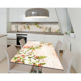 Наклейка 3Д виниловая на стол Zatarga «Вишневые ветви» 600х1200 мм для домов, квартир, столов, кофейн, кафе