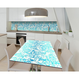 Наклейка 3Д виниловая на стол Zatarga «Бирюзовый союз» 600х1200 мм для домов, квартир, столов, кофейн, кафе