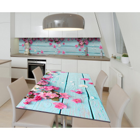 Наклейка 3Д виниловая на стол Zatarga «Бирюзовая доска» 600х1200 мм для домов, квартир, столов, кофейн, кафе