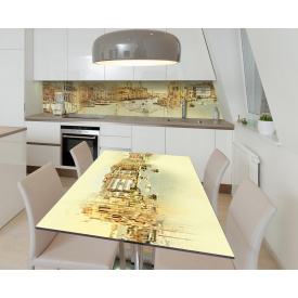 Наклейка 3Д виниловая на стол Zatarga «Венецианские каналы» 600х1200 мм для домов, квартир, столов, кофейн,