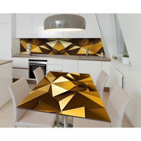 Наклейка 3Д виниловая на стол Zatarga «Золотая геометрия» 600х1200 мм для домов, квартир, столов, кофейн, кафе