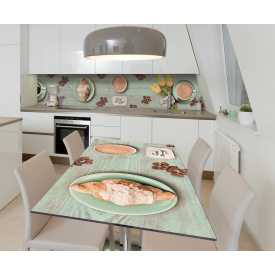 Наклейка 3Д виниловая на стол Zatarga «Завтрак мечты» 600х1200 мм для домов, квартир, столов, кофейн, кафе