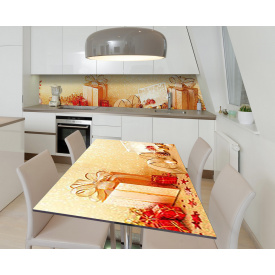 Наклейка 3Д виниловая на стол Zatarga «Рождественский сюрприз» 650х1200 мм для домов, квартир, столов, кофейн,