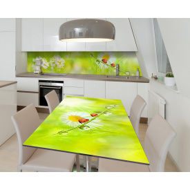 Наклейка 3Д виниловая на стол Zatarga «Утренняя роса» 600х1200 мм для домов, квартир, столов, кофейн, кафе