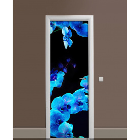 Наклейка на дверь Zatarga «Неоновая орхидея» 650х2000 мм виниловая 3Д наклейка декор самоклеящаяся