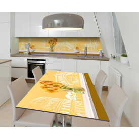 Наклейка 3Д виниловая на стол Zatarga «Итальянская песня» 600х1200 мм для домов, квартир, столов, кофейн, кафе