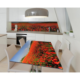 Наклейка 3Д вінілова на стіл Zatarga «Макове море» 600х1200 мм для будинків, квартир, столів, кав'ярень