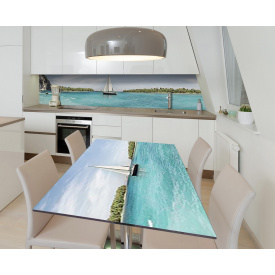 Наклейка 3Д виниловая на стол Zatarga «Белеет парус одинокий» 600х1200 мм для домов, квартир, столов, кофейн,